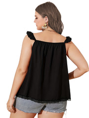 Ruffle Trim Lace Smock Tank Top