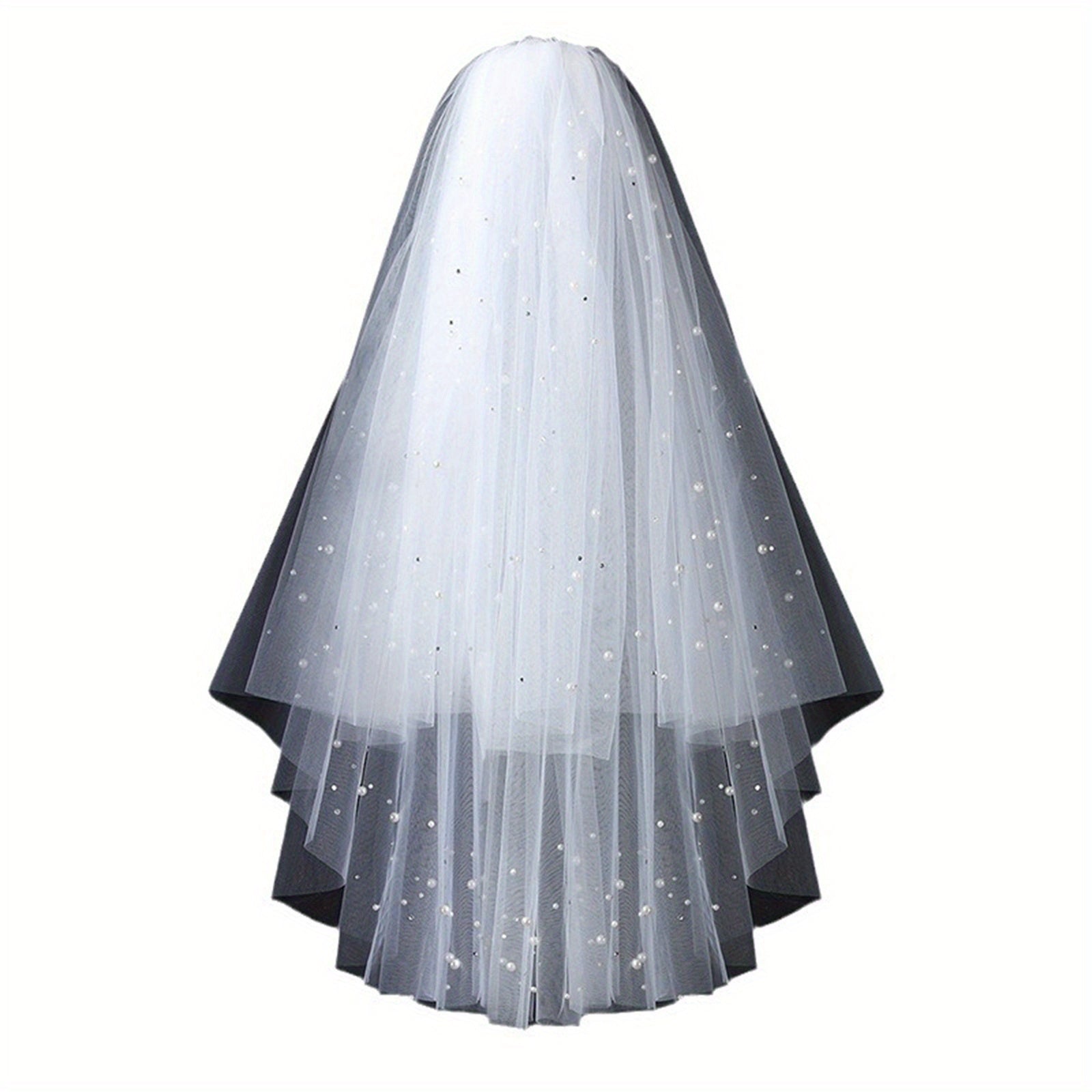 Flowing Double Layer Wedding Veil Classic Bridal Headpiece