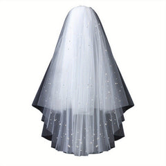 Flowing Double Layer Wedding Veil Classic Bridal Headpiece
