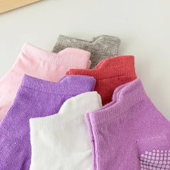 6 Pairs Baby Non Slip Floor Socks Solid Cotton Ankle Socks for Toddlers