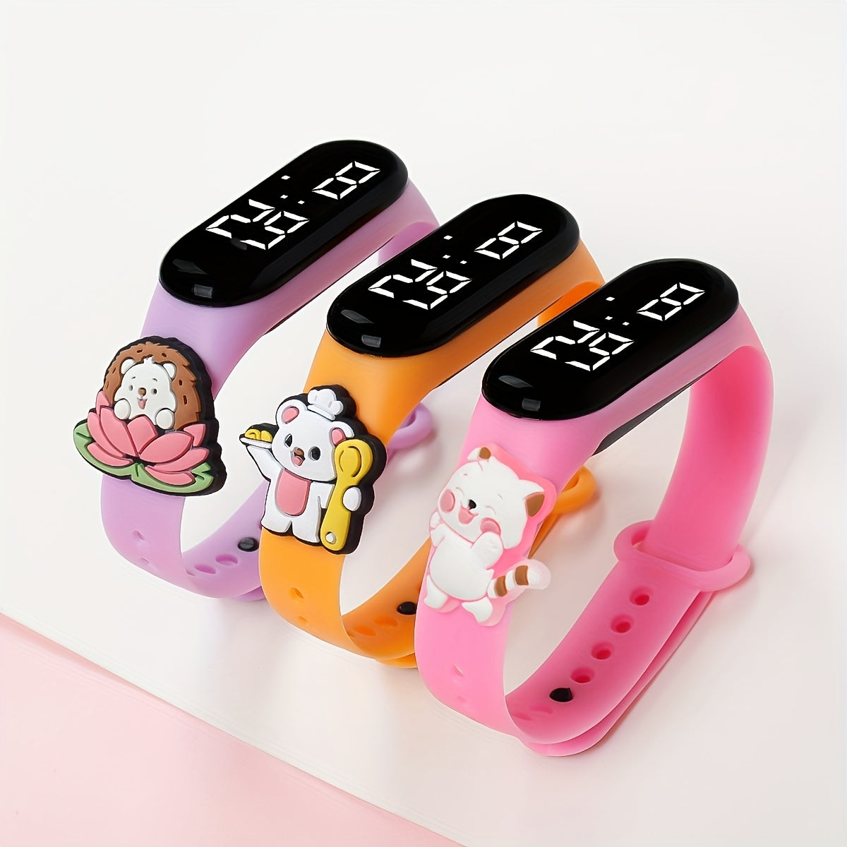 3pcs Animal Doll Electronic Bracelet Watch Set LED for Family Gift
