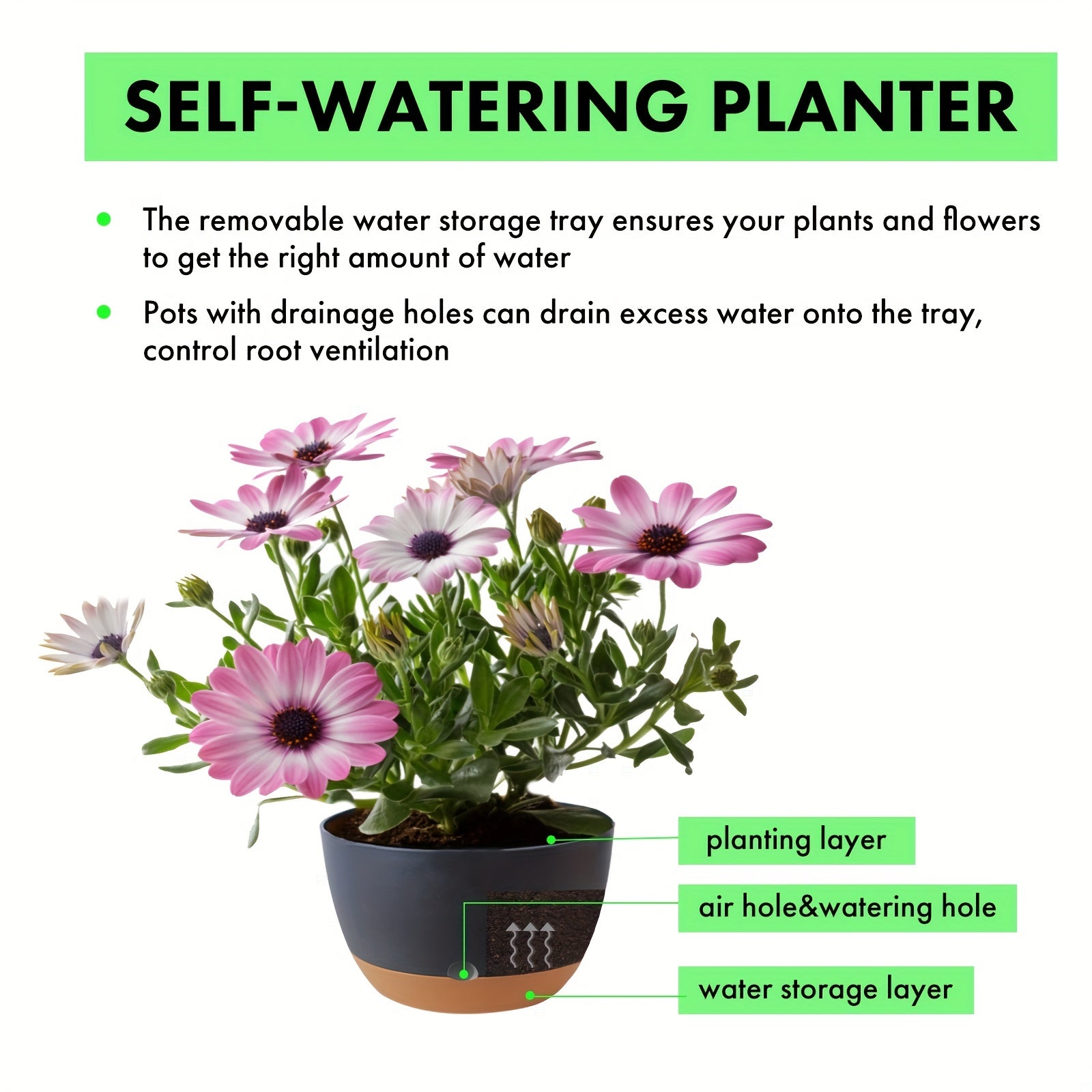 Plastic Hanging Planters Outdoor Indoor Flower Pots Dark Grey
