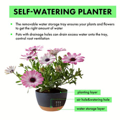 Plastic Hanging Planters Outdoor Indoor Flower Pots Dark Grey