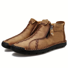 Men's Solid Hiking Boots Non Slip Zipper Casual Durable Shoes