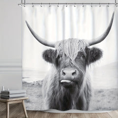 Highland Cow Shower Curtain with 12 Hooks