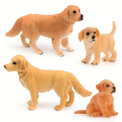 Golden Retriever Dog Figurine PVC Toy Mixed Colors