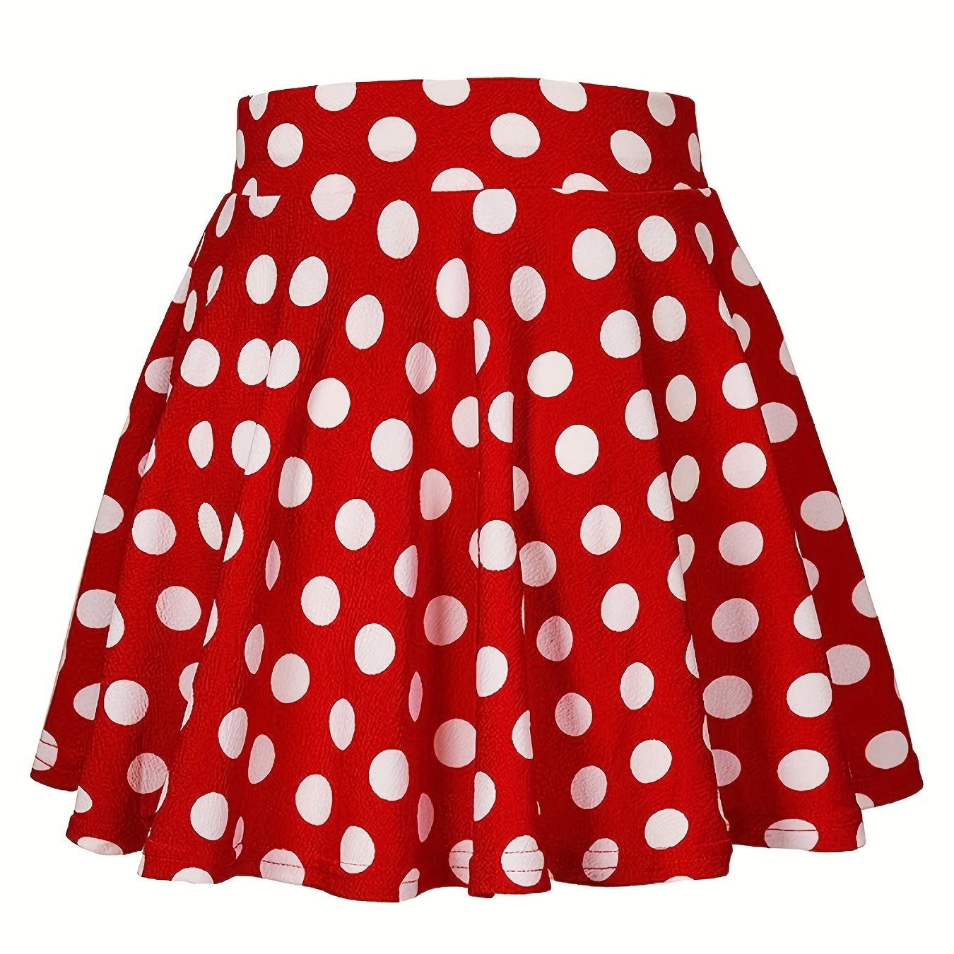 Polka Dot Print Flared Skirt High Waist Retro Style