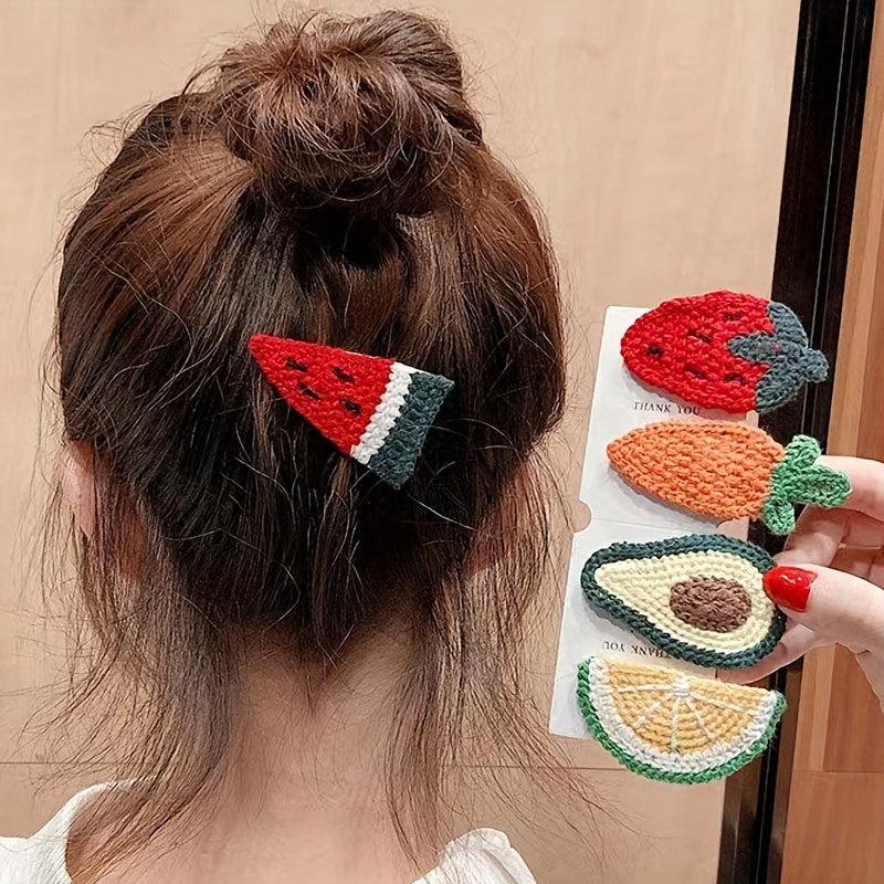 Cute Knit Fruit Hair Clips for Girls - Perfect Holiday Gift