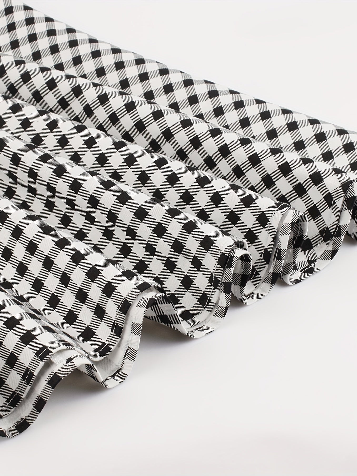 Colorblock Gingham Print Sweetheart Neck A-line Dress