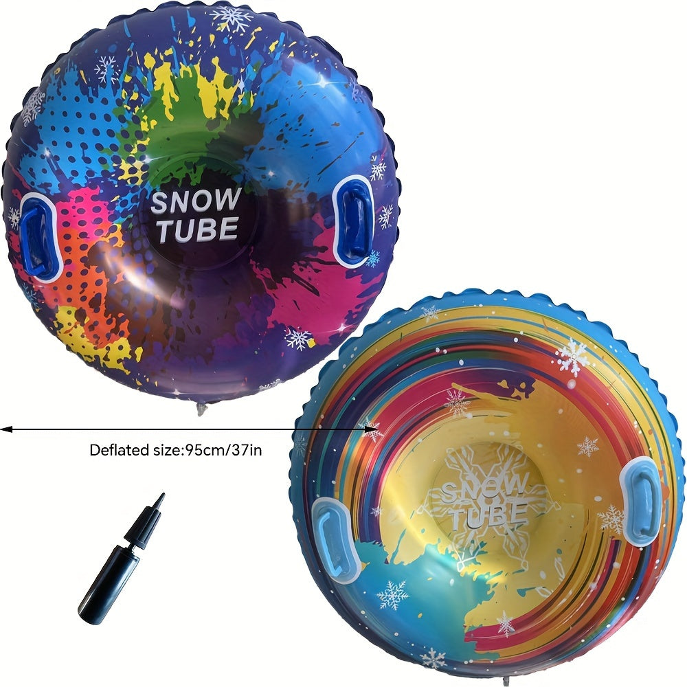 Thickened Inflatable Snow Tube PVC Sled Skiing Toy with Pump