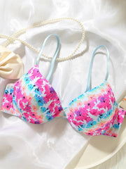 Floral Tie Dye Push Up Bra Full Coverage