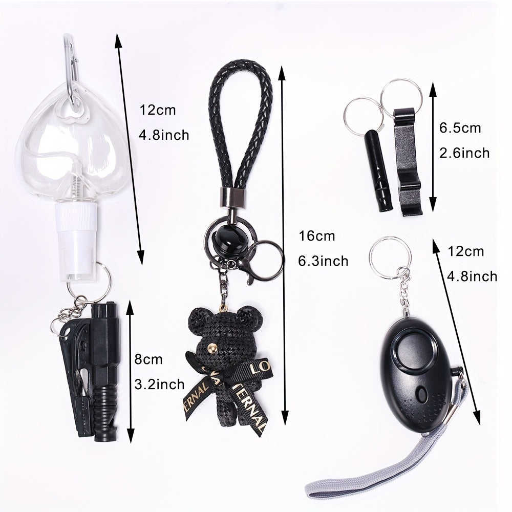 Women's Safety Keychain Set w/ Personal Alarm, Window Breaker, Accessories