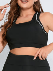 Colorblock Round Neck Cut Out Sports Bra