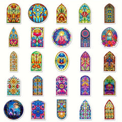 50pcs Colorful Glass Cartoon Doodle Skateboard Waterproof Stickers