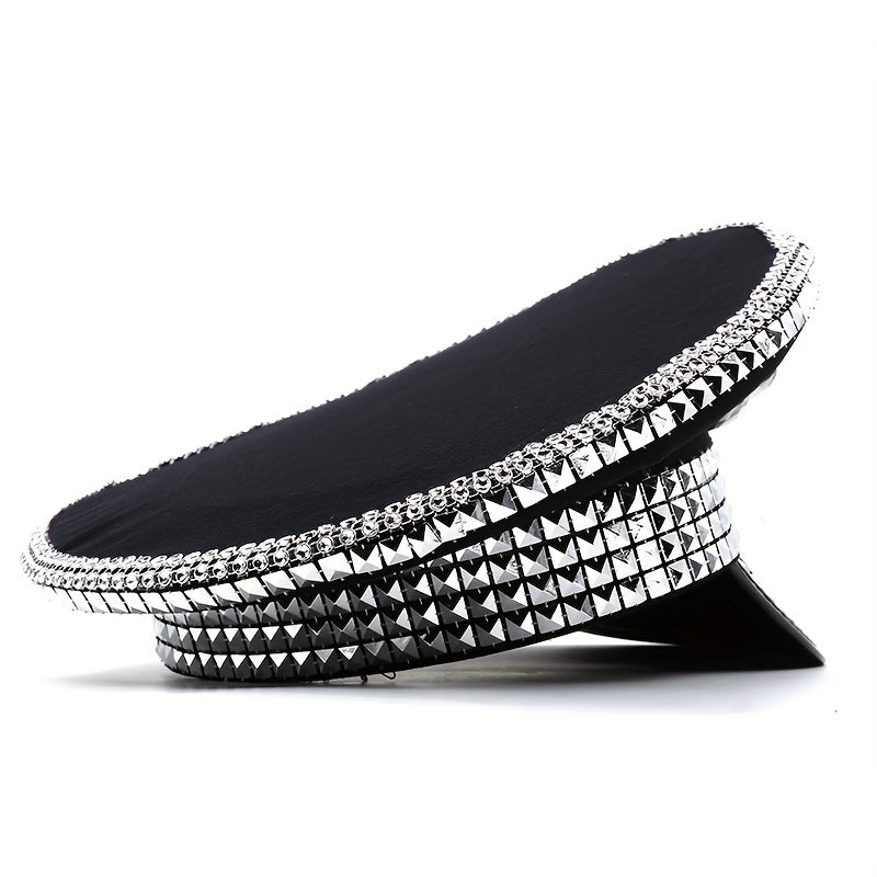 Crystal Rhinestone Bride Military Hat Hen Do Hip Hop Bridal Captain