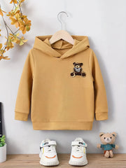 Boys Bear Pattern Hooded Sweatshirt for Spring Fall