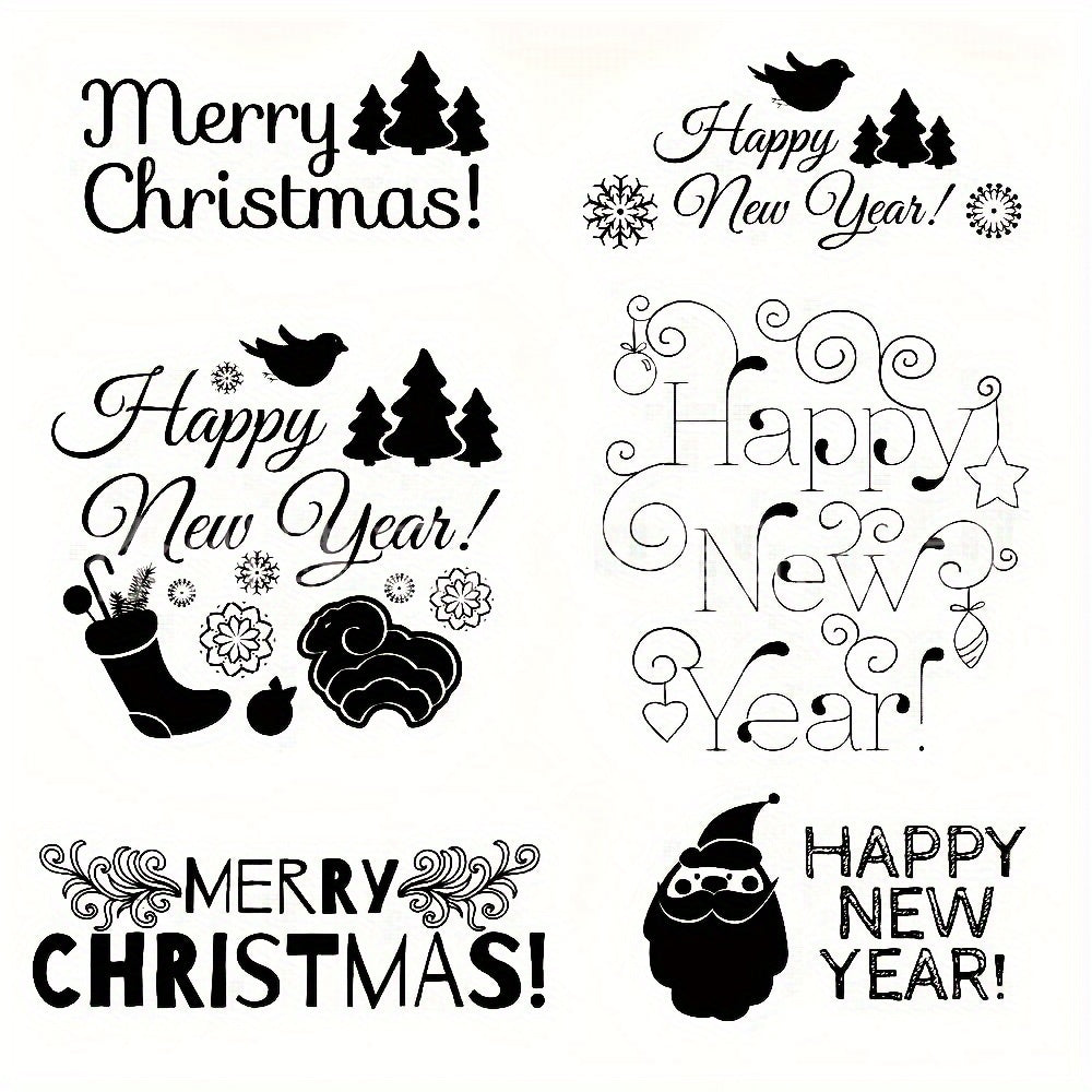 Christmas Clear Stamps For Card Making Santa Snowman Snowflake Blessing Words