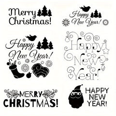 Christmas Clear Stamps For Card Making Santa Snowman Snowflake Blessing Words
