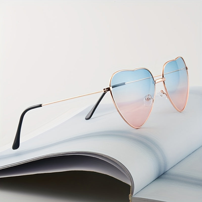 Love Heart Frame Sunglasses Rimless Gradient Lens UV Protection