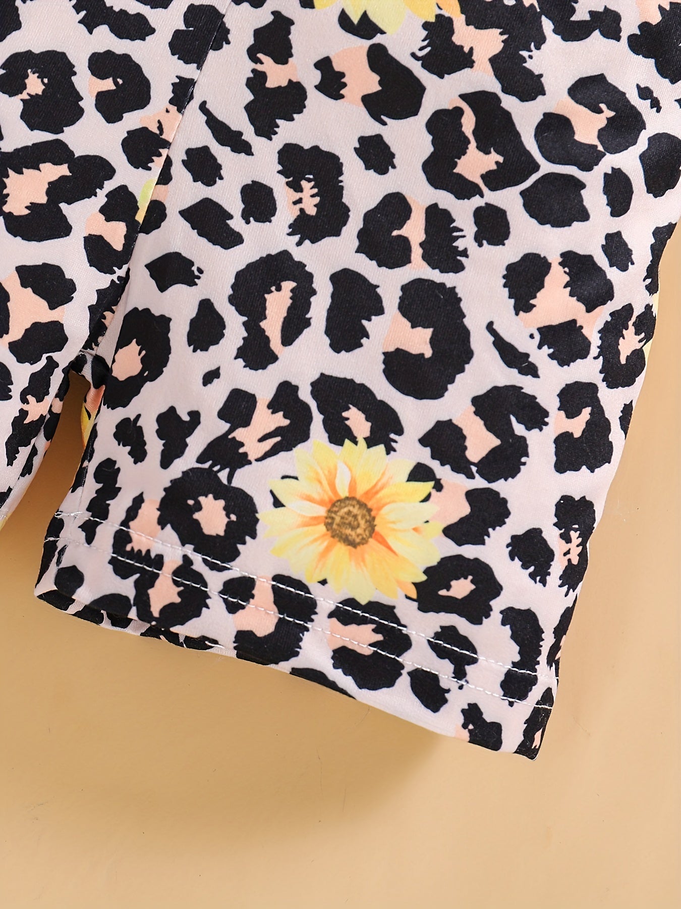 Girls Sunflower & Leopard Graphic Camisole Shorts Set for Party Beach