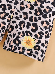 Girls Sunflower & Leopard Graphic Camisole Shorts Set for Party Beach