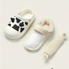 Cute Cartoon Fleece House Shoes for Kids, Non-Slip Soft Bottom Walking Shoes
