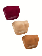 Women's Solid Ruched Tube Bra