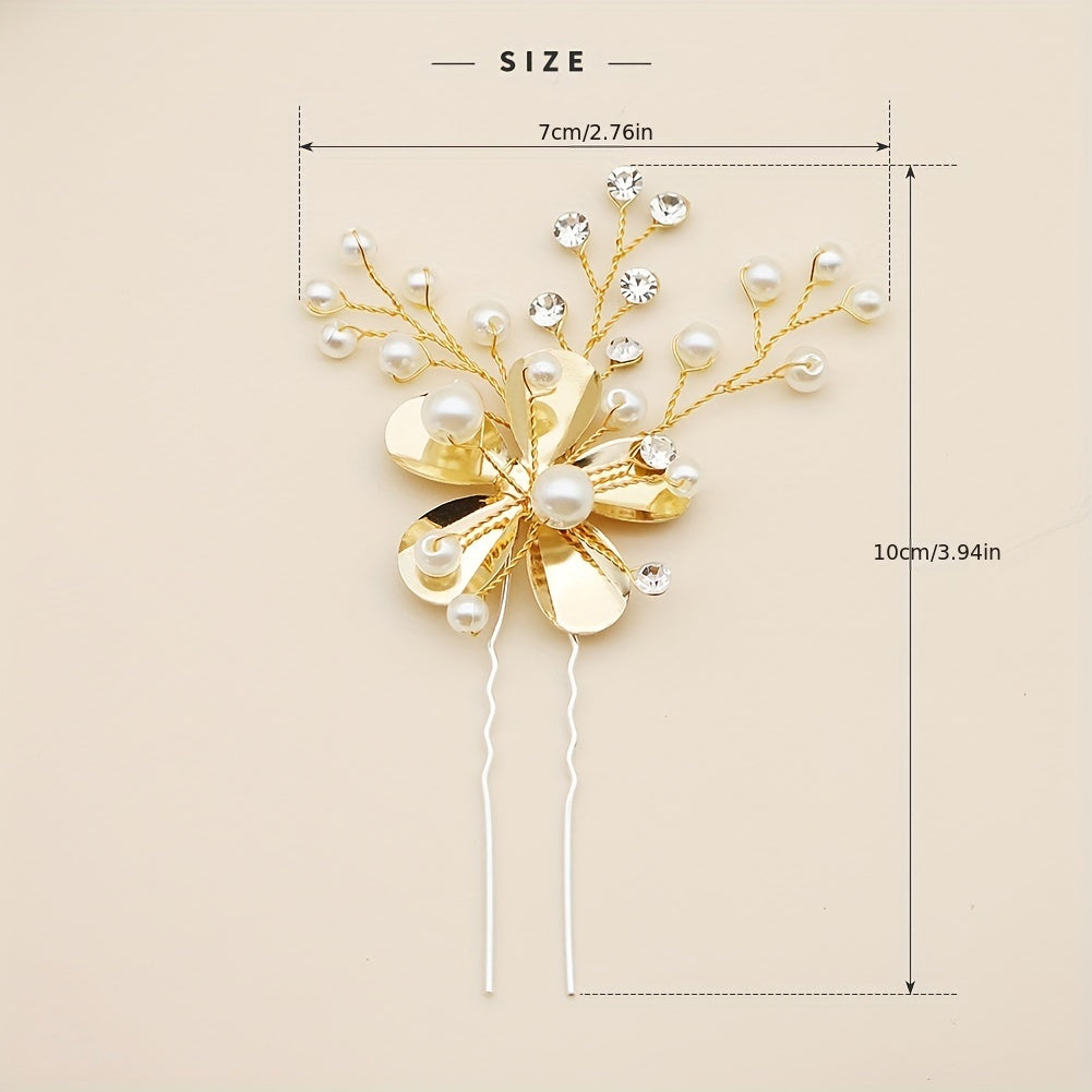 Alloy Leaf Faux Pearl Hairpin Bridal Wedding Party Favor Decorations