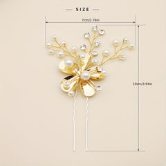 Alloy Leaf Faux Pearl Hairpin Bridal Wedding Party Favor Decorations