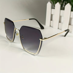 Men's Gradient Sunglasses Classic Metal Half Rim Glasses For Outdoor