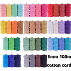 3mm 100m Cotton Macrame Cords for Wall Hangings Plant Hooks Crafts