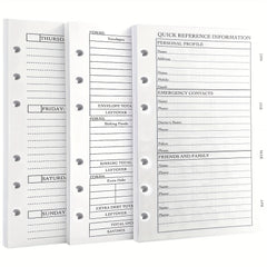 Personal Size 7Hole Punched Budget System Refill Weekly & Monthly Planner