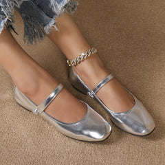 Women's Square Toe Patent Leather Mary Jane Flats