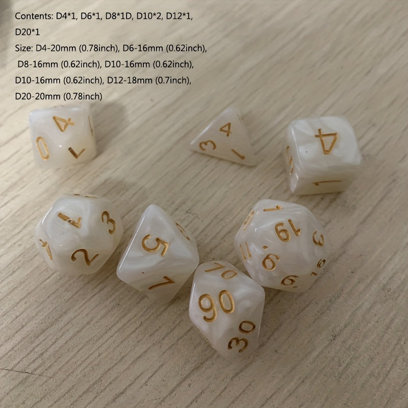 7PCS Random Polyhedral Dice Set with Pearlized Effect