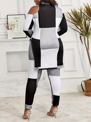 Colorblock One Shoulder Tunic Top & Leggings Set