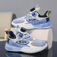 Boy's Block Basketball Shoes Rotating Buckle Comfy Breathable Non Slip Sneakers