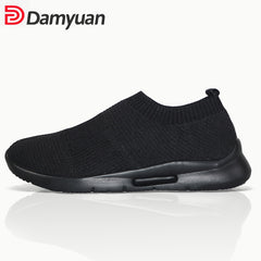 Breathable Knitting Slip On Sneakers Thick Sole Running Shoes