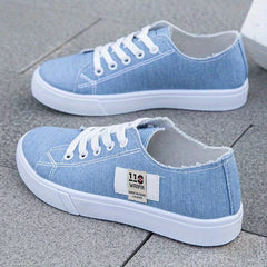 Women's Flat Canvas Shoes Low Top Sneakers Lightweight Walking Shoes
