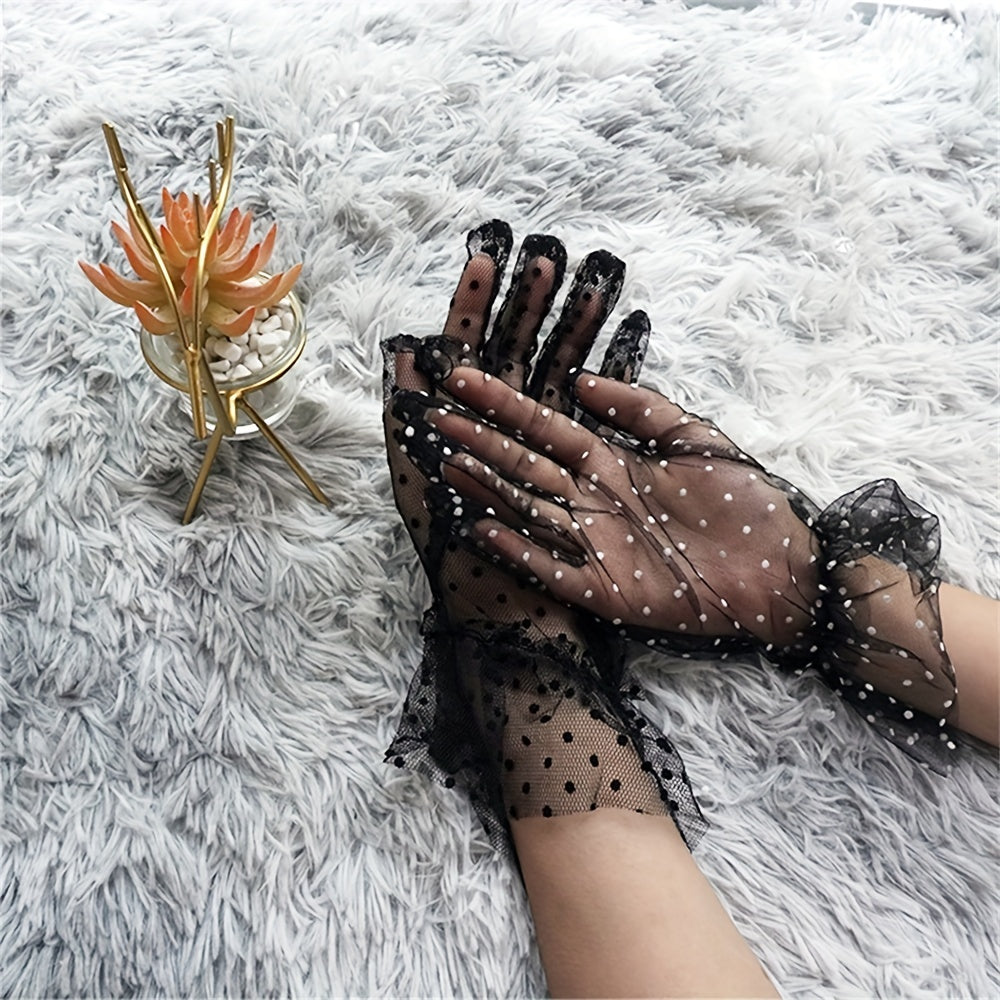 Transparent Dot Mesh Gloves Sunscreen Lace Gloves