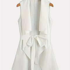 Solid Open Front Vest Casual Sleeveless Women's Clothing