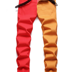 Men's Slim Fit Block Jeans Casual Stretch Street Style Jeans