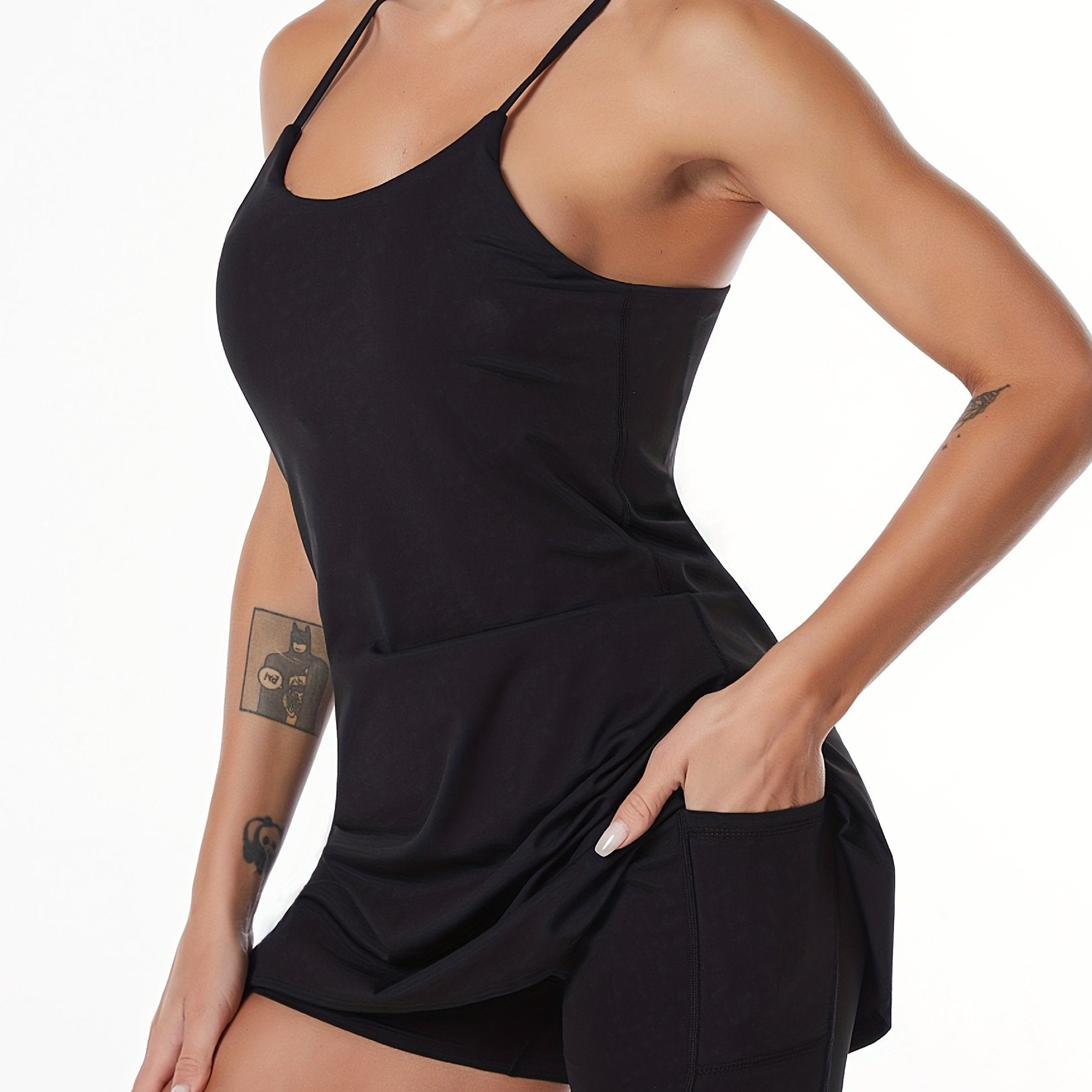 Women's Tennis Dress Workout Golf Dress Built in With Bra And Shorts Pocket