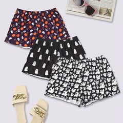3 Pack Plus Size Halloween Sleepwear Bottoms Set Women's Plus Ghost & Pumpkin