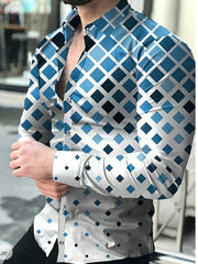 Colorful Pattern Men's Long Sleeve Shirt For Autumn