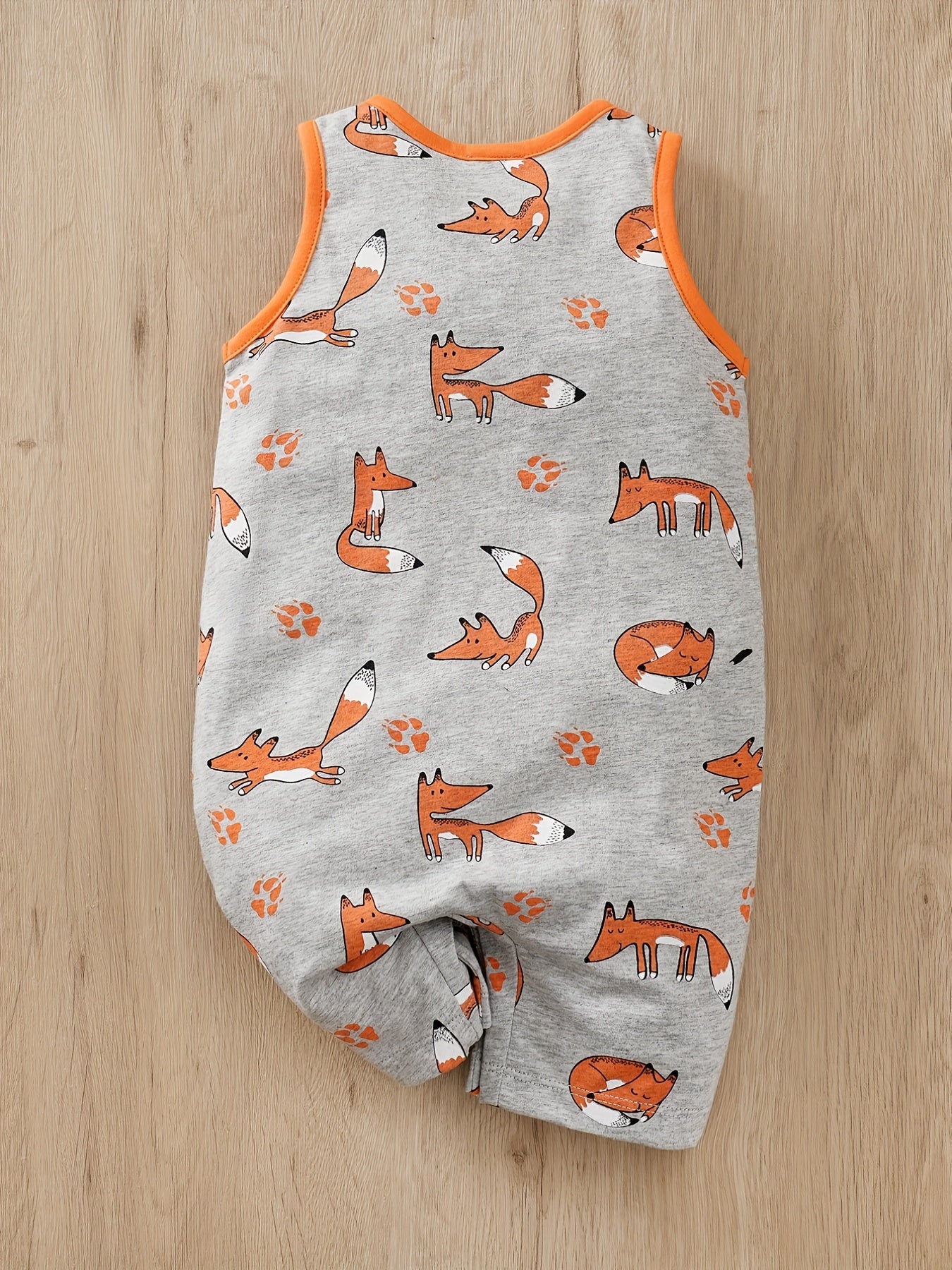 Baby Boys Fox Print Sleeveless Romper Jumpsuit