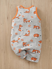 Baby Boys Fox Print Sleeveless Romper Jumpsuit