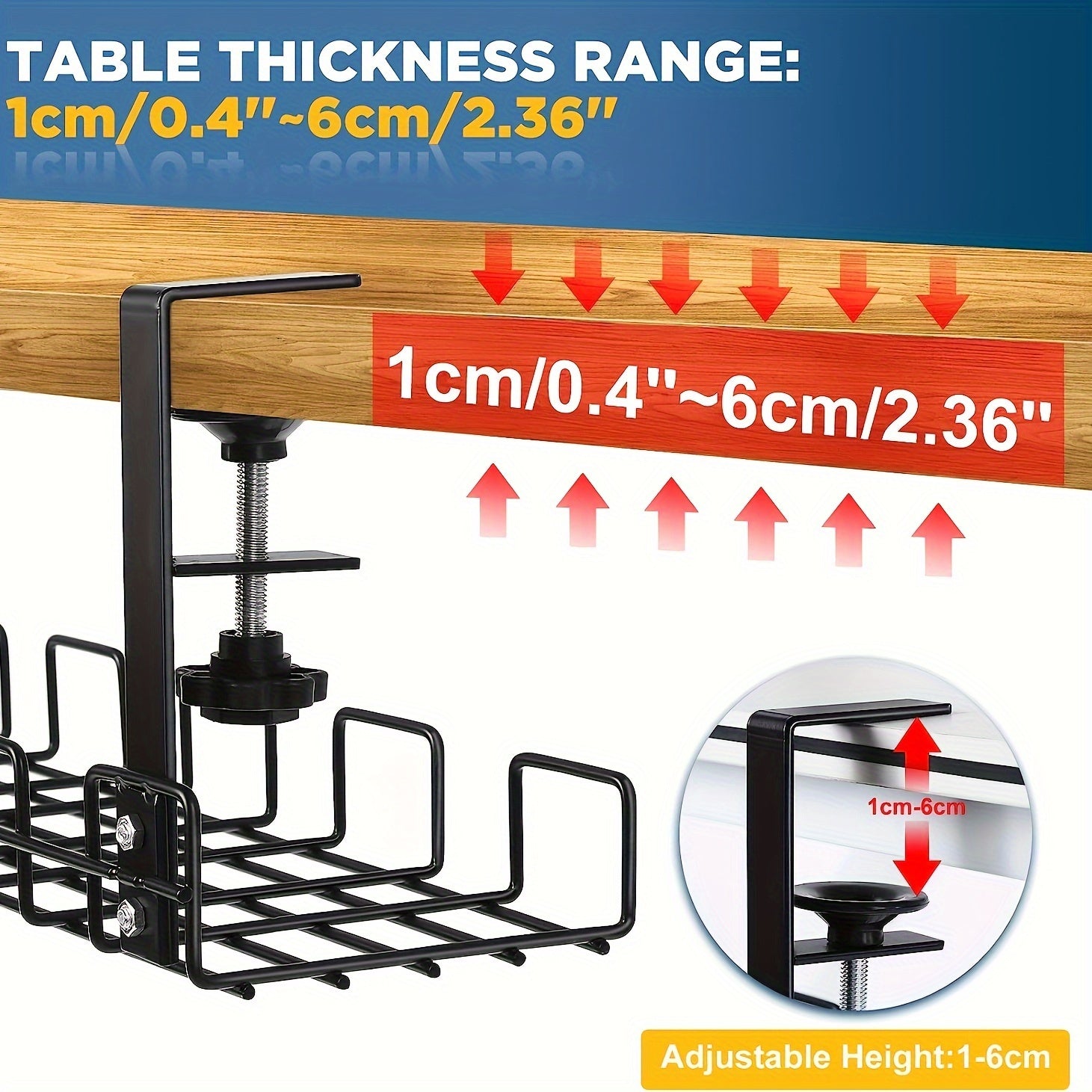Desktop Cable Organizer Tray - Wire Management Rack