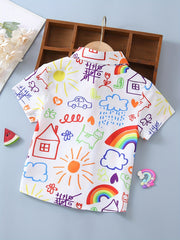 Boys Rainbow House Car Cloud Butterfly Cartoon Shirt