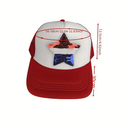 Sequin Pentagram Patch Trucker Hat Mesh Baseball Cap Unisex Sunshade Dad Hats