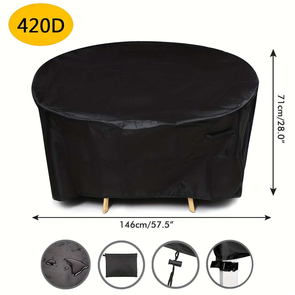 Waterproof Round Patio Table & Chair Set Cover